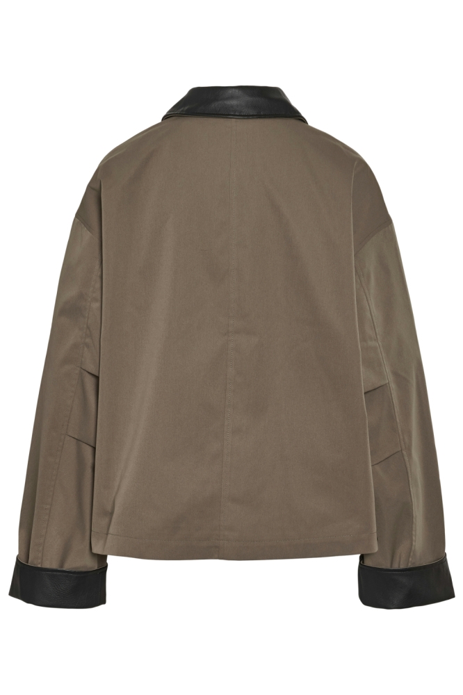 NMNORA PU COLLAR JACKET DD 27034746 MOREL/BLACK